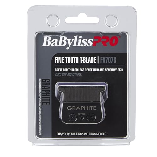 BaBylissPRO Barberology Fine Tooth Replacement Trimmer Blade, Black Graphite T Blade (FX707B)