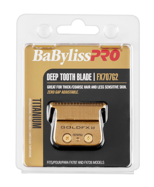BaBylissPRO Barberology Deep Tooth Titanium Replacement Trimmer Blade, Gold T Blade (FX707G2)